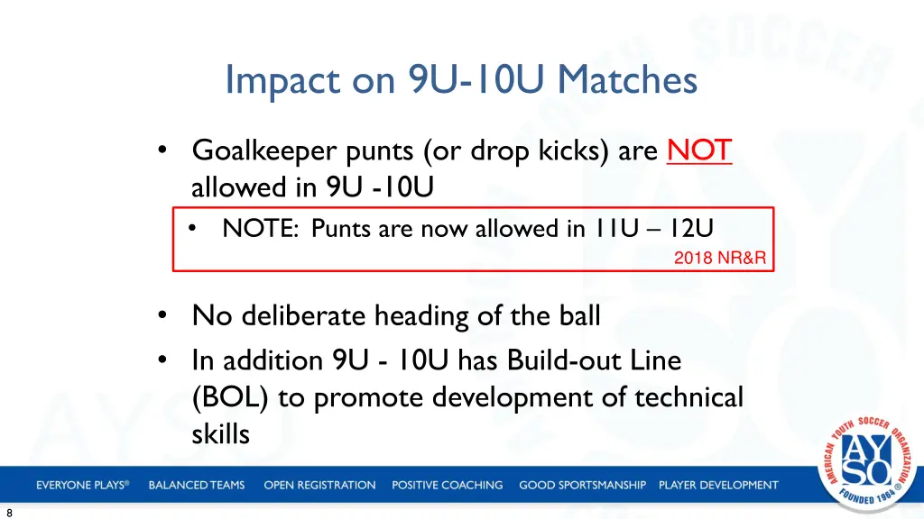 impact on 9u 10u matches