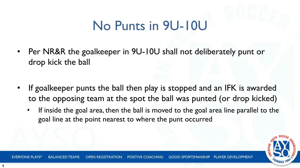 no punts in 9u 10u