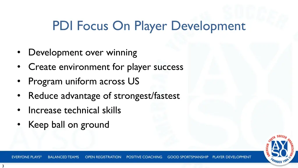 pdi focus on player development