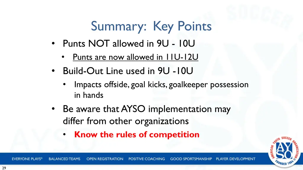 summary key points punts not allowed