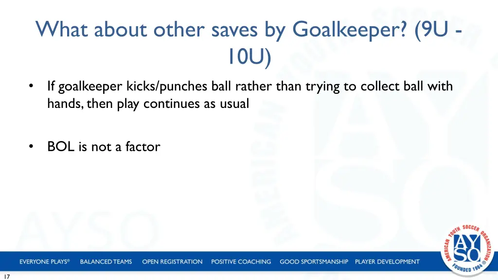 what about other saves by goalkeeper 9u 10u