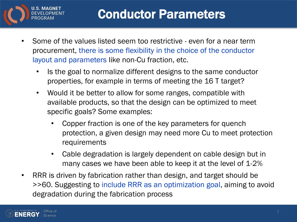 conductor parameters conductor parameters