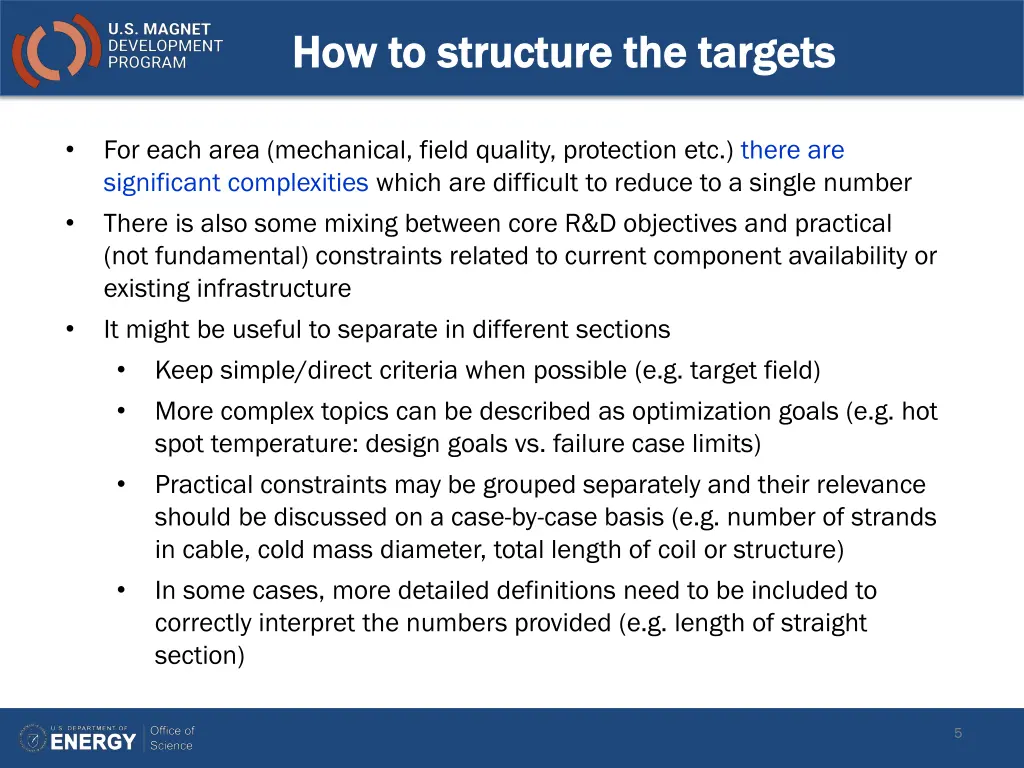 how to structure the targets how to structure