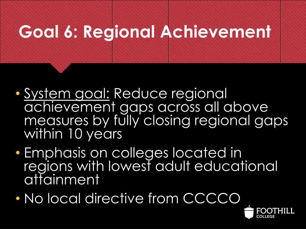 goal 6 regional achievement