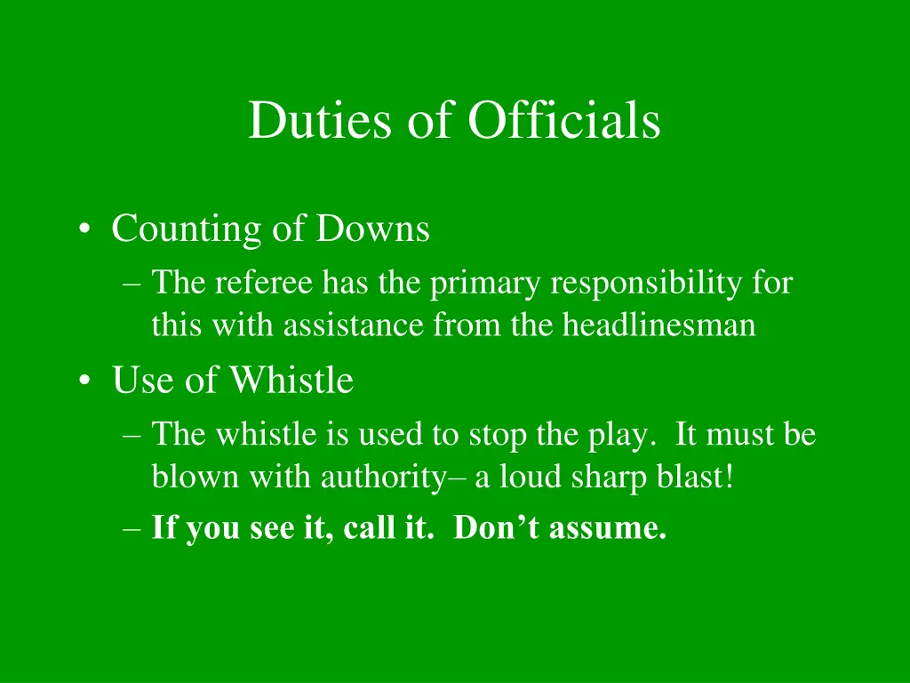 duties of officials