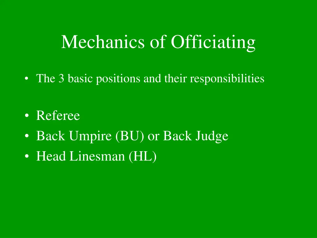 mechanics of officiating