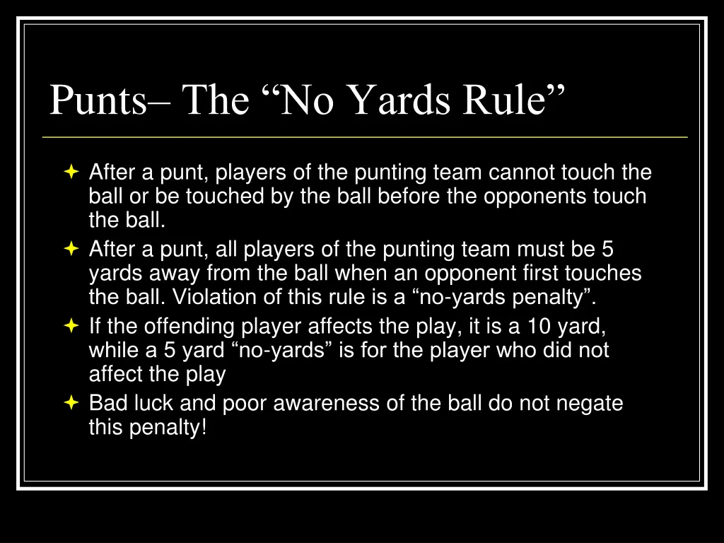 punts the no yards rule