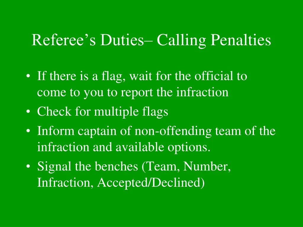 referee s duties calling penalties