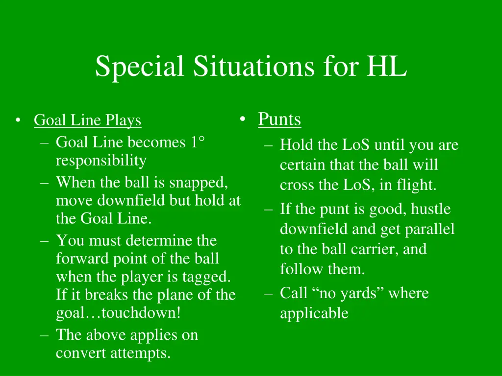 special situations for hl