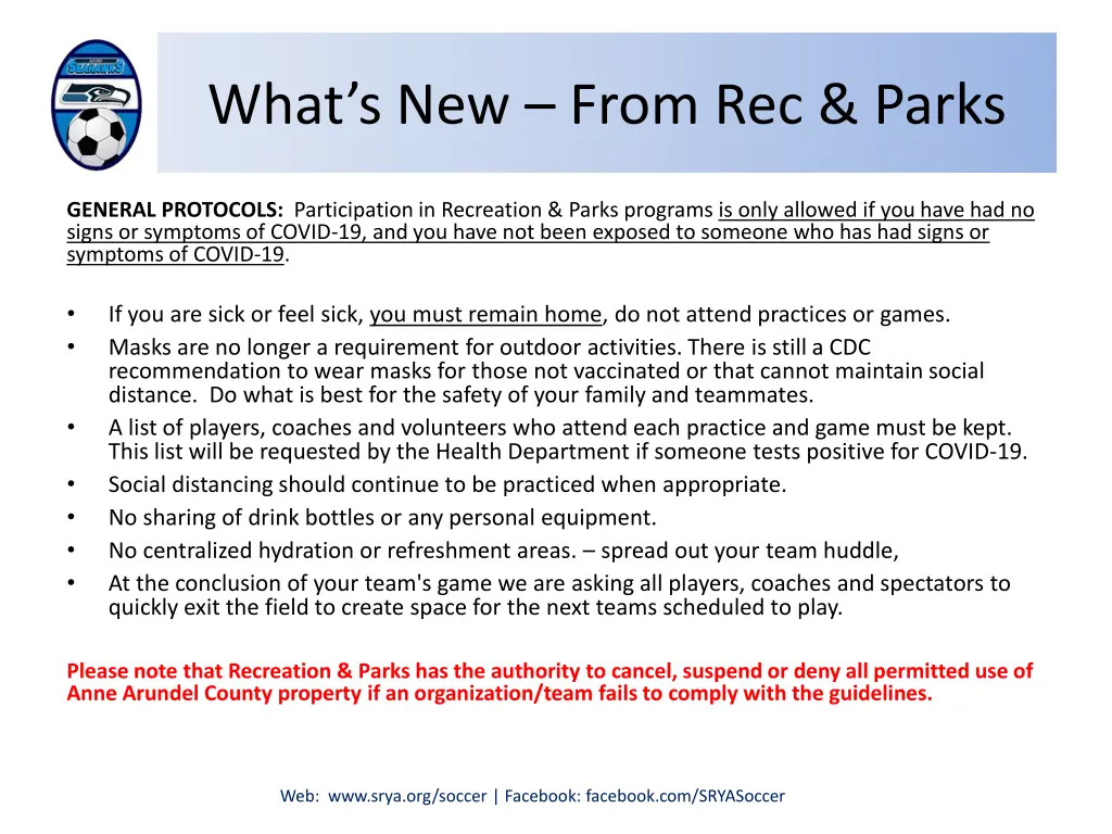 what s new from rec parks