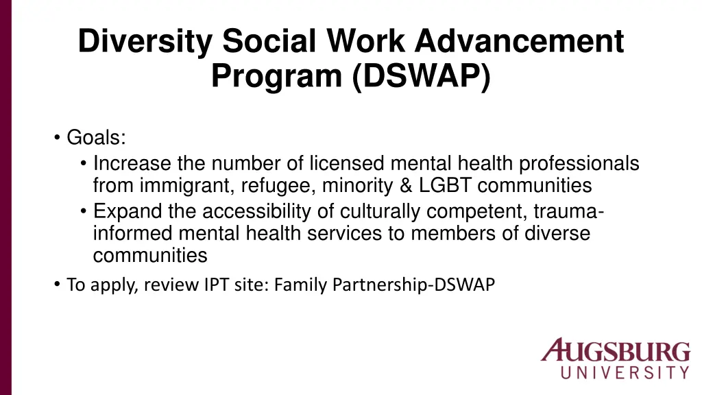 diversity social work advancement program dswap