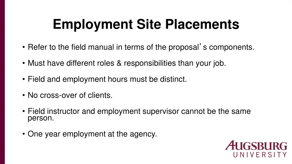 employment site placements