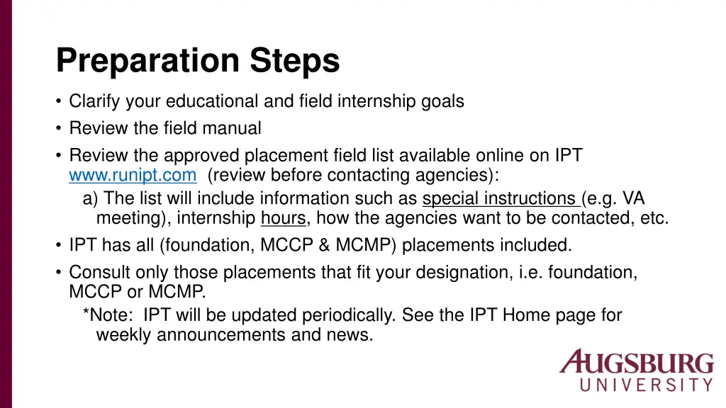 preparation steps