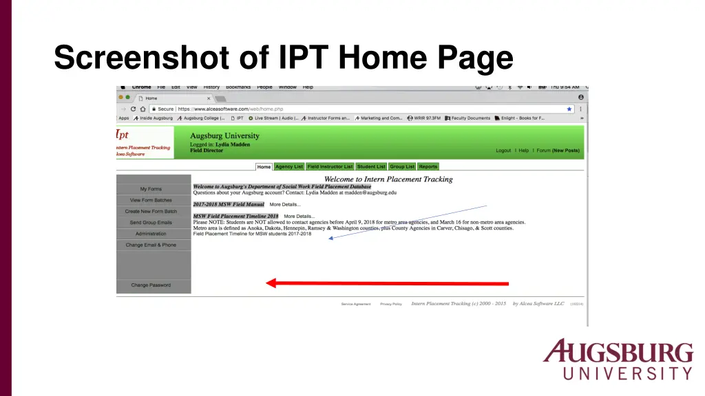 screenshot of ipt home page