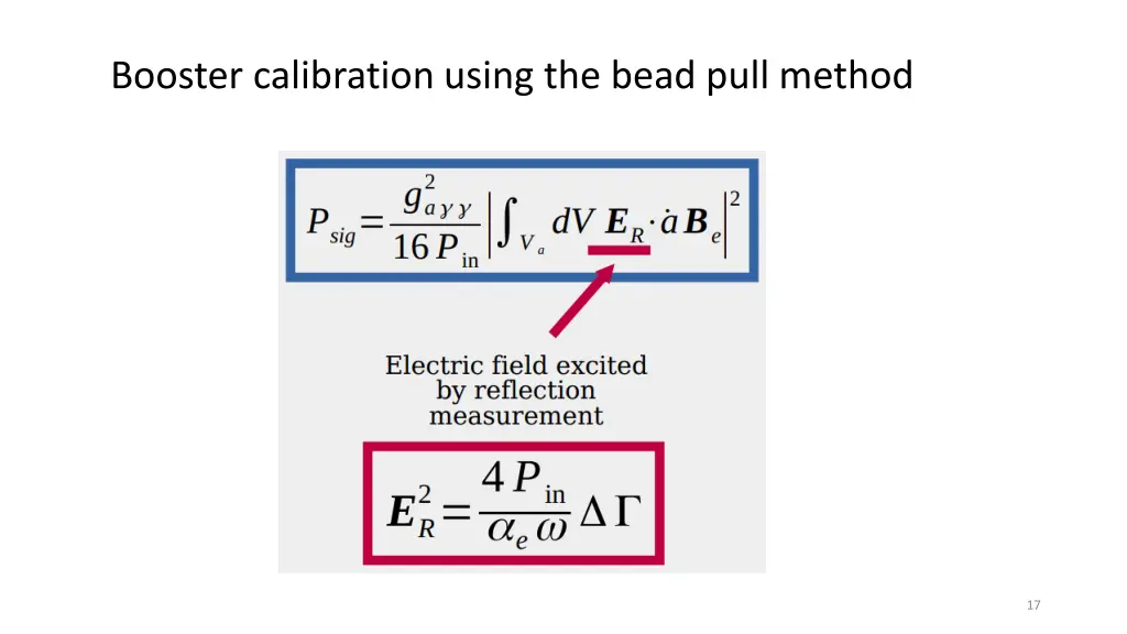 booster calibration using the bead pull method