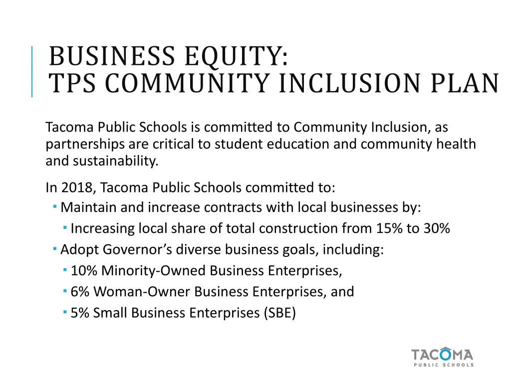 business equity tps community inclusion plan