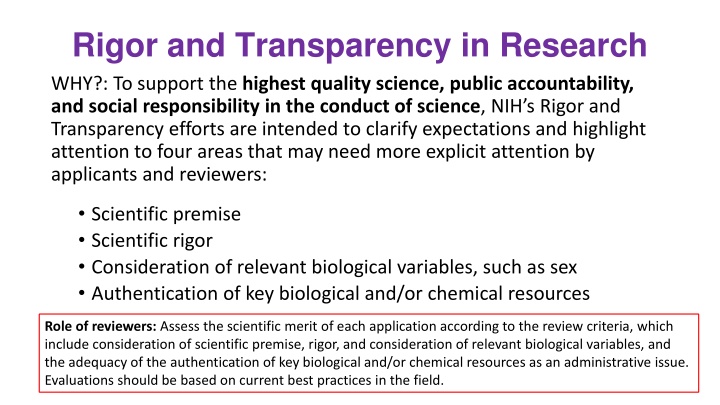 rigor and transparency in research why to support