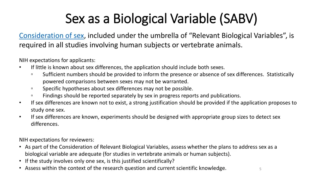 sex as a biological variable sabv