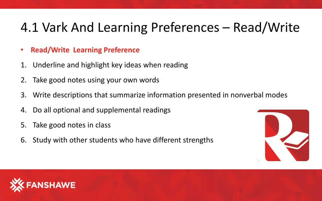 4 1 vark and learning preferences read write