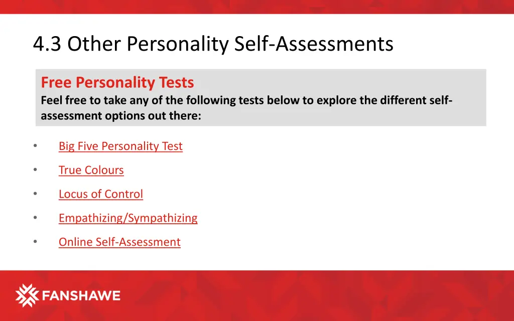 4 3 other personality self assessments