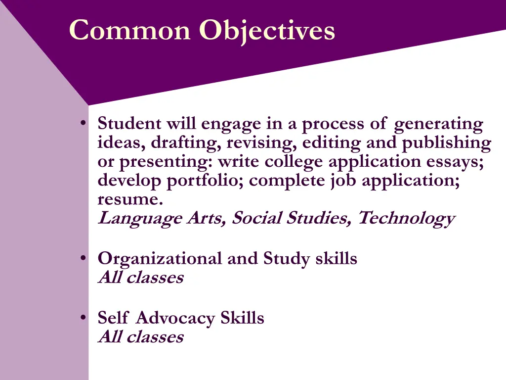 common objectives 1