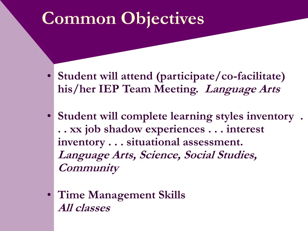 common objectives