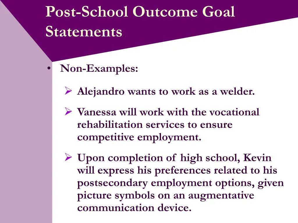 post school outcome goal statements 2