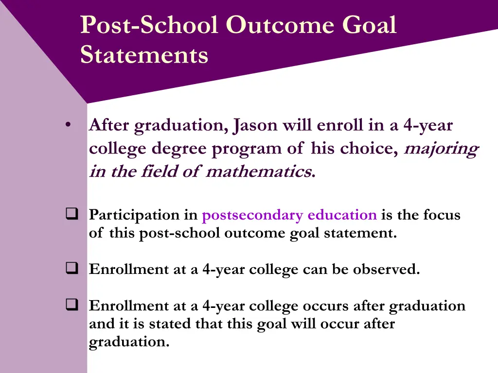 post school outcome goal statements 3