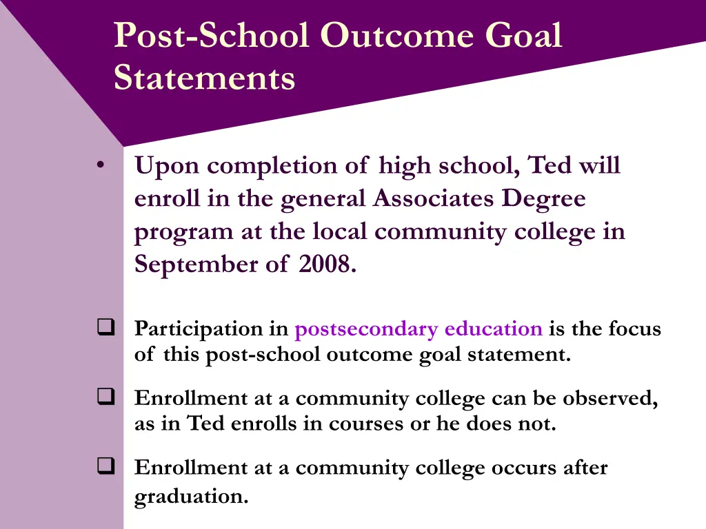 post school outcome goal statements 4