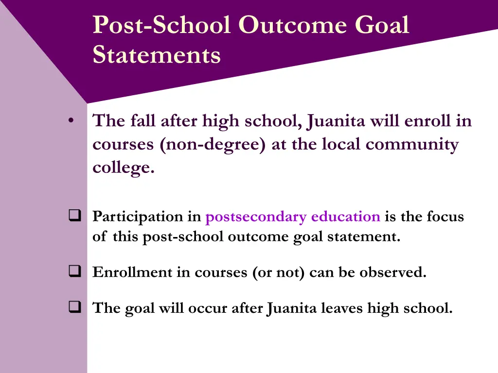 post school outcome goal statements 5