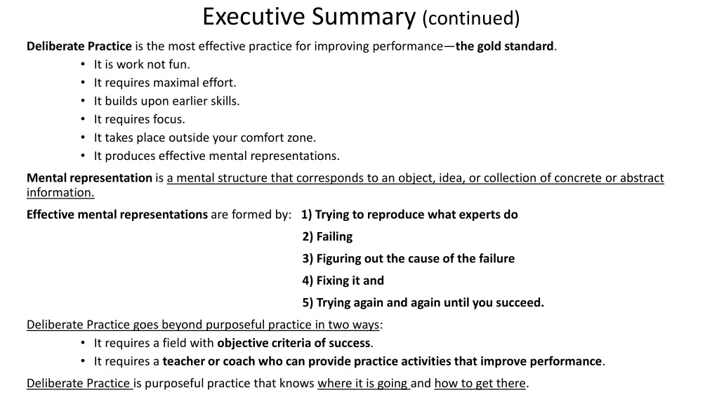 executive summary continued