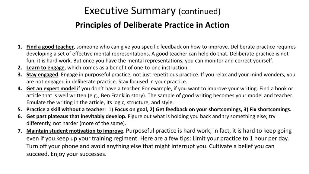 executive summary continued principles