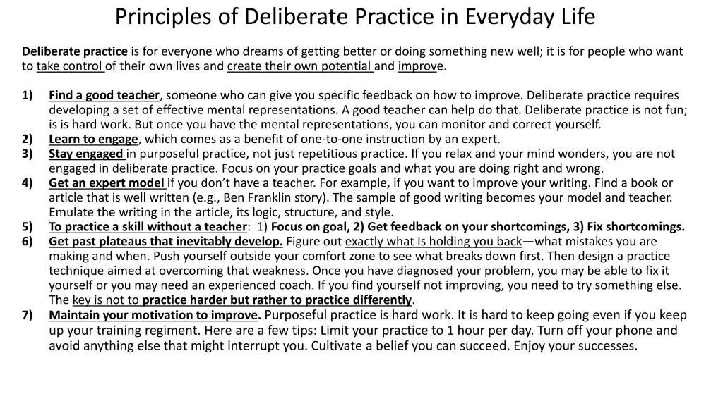 principles of deliberate practice in everyday life