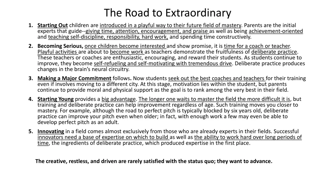 the road to extraordinary