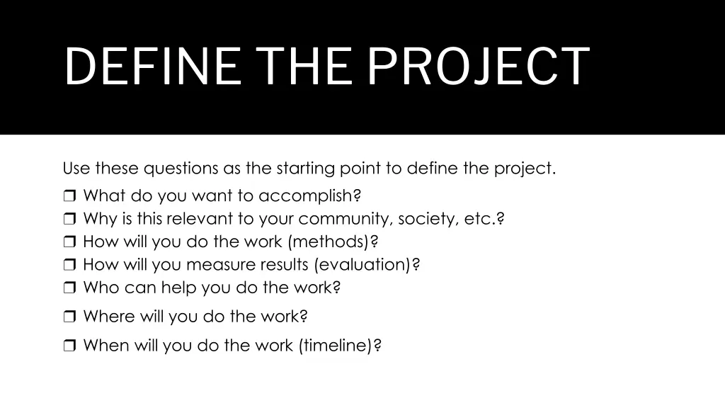 define the project