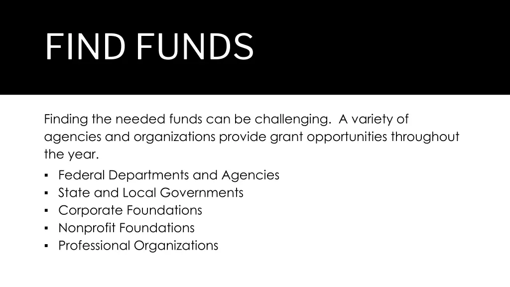 find funds