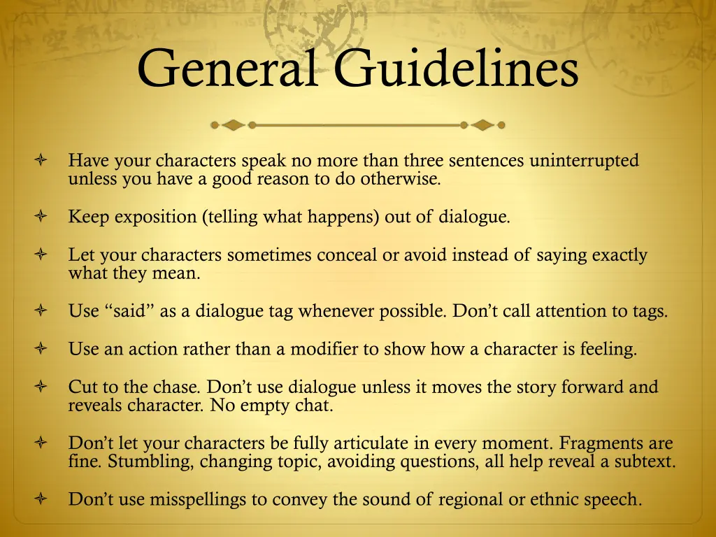 general guidelines