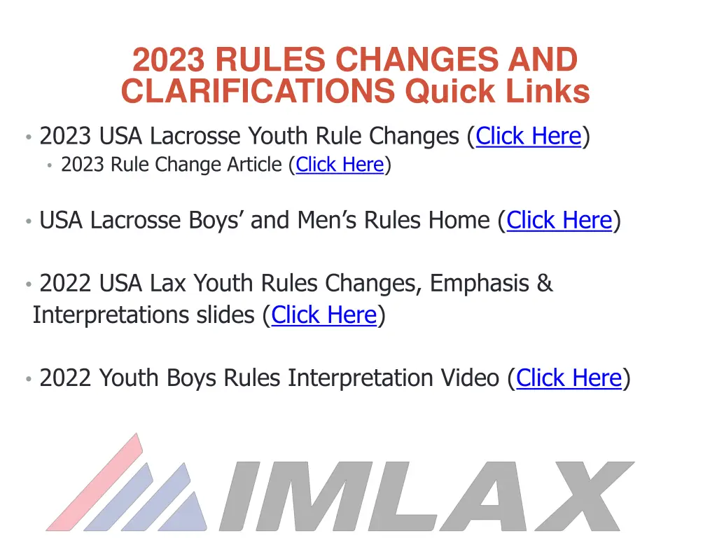 2023 rules changes and clarifications quick links