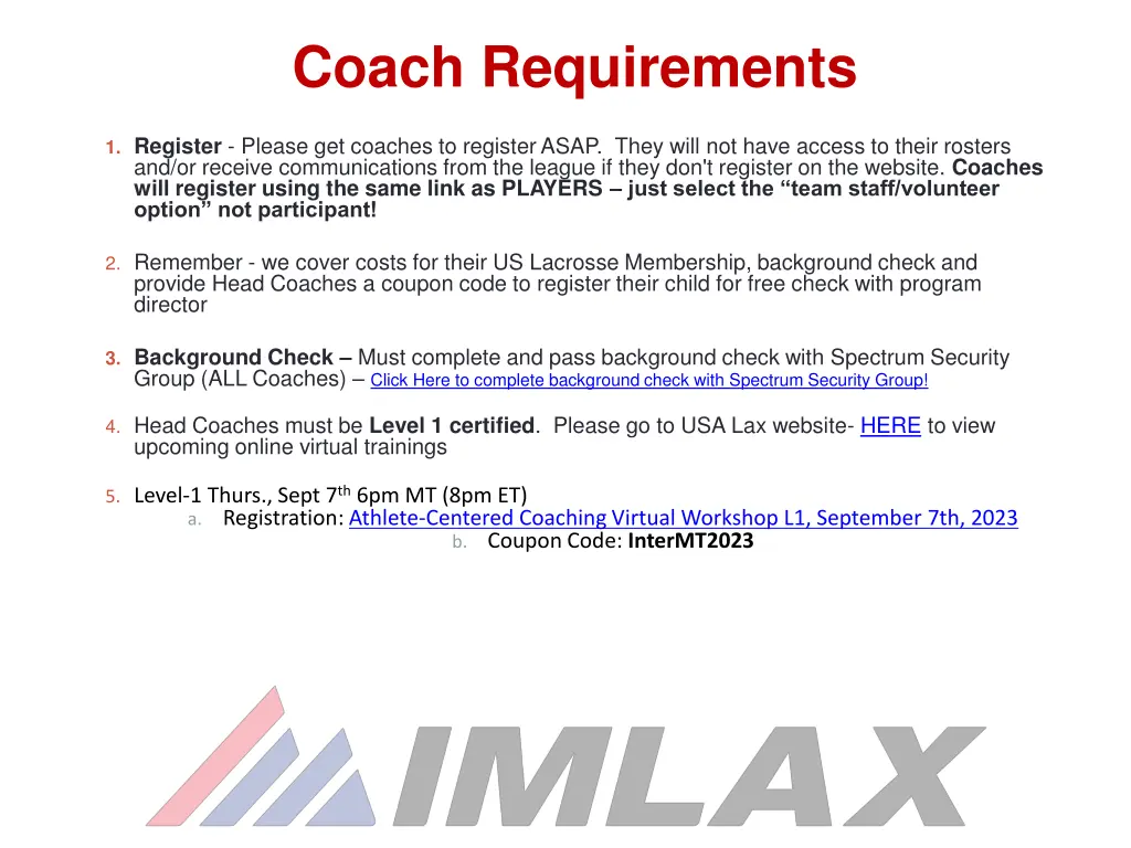 coach requirements