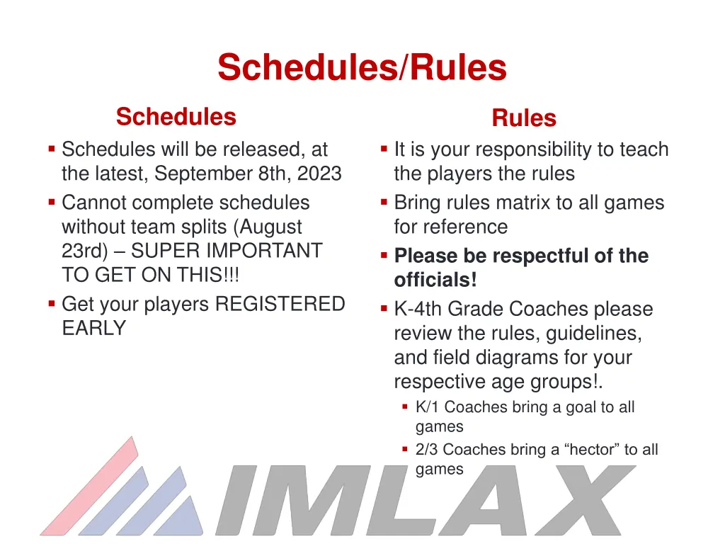 schedules rules