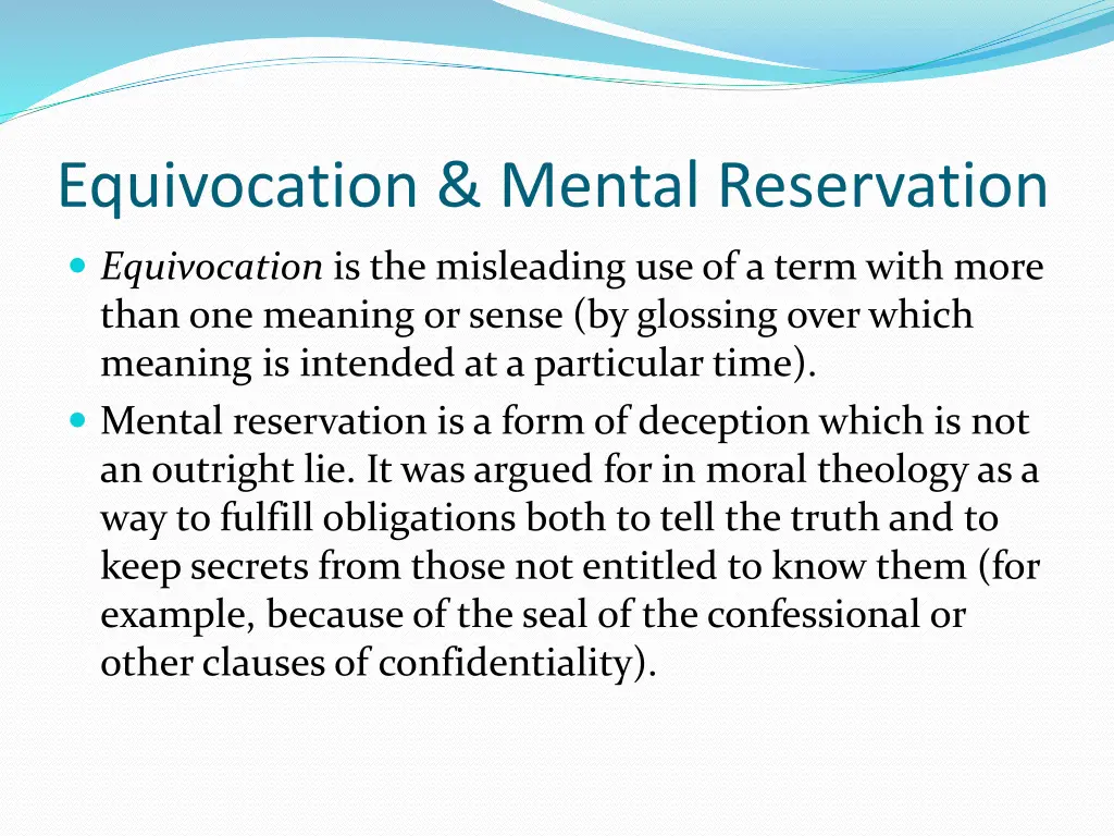 equivocation mental reservation