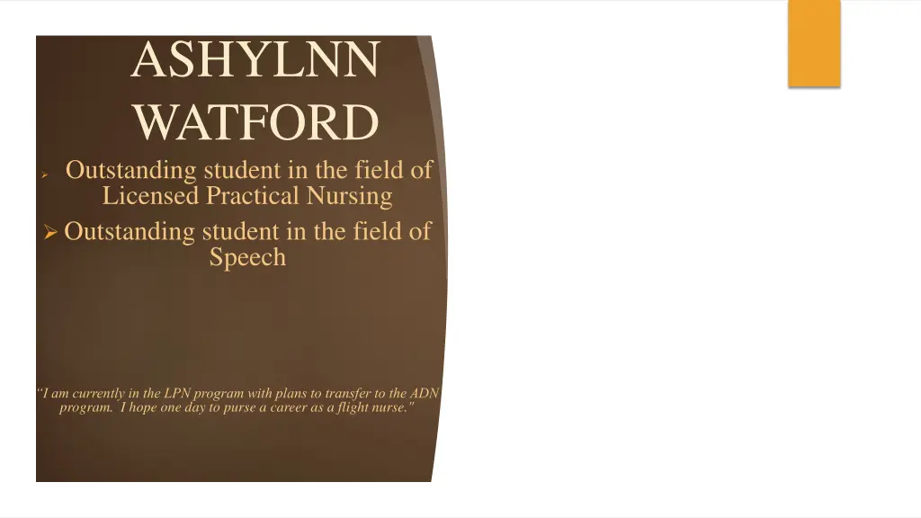 ashylnn watford outstanding student in the field