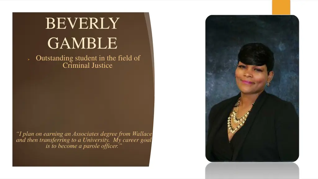 beverly gamble outstanding student in the field