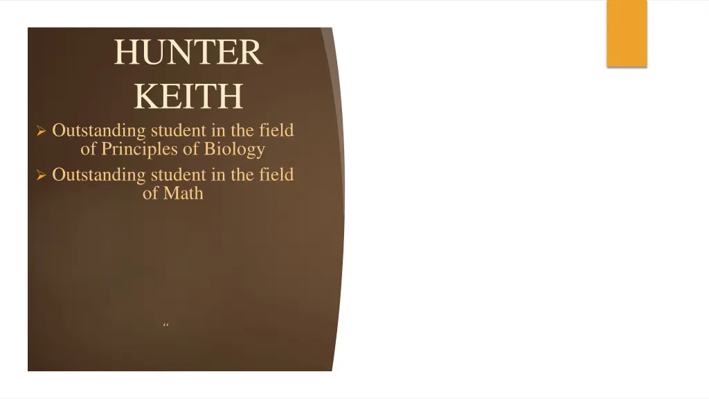 hunter keith outstanding student in the field