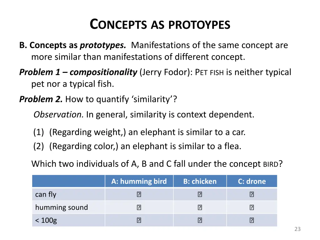 c oncepts as protoypes