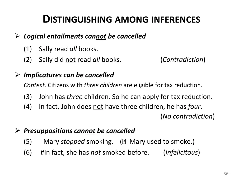 d istinguishing among inferences