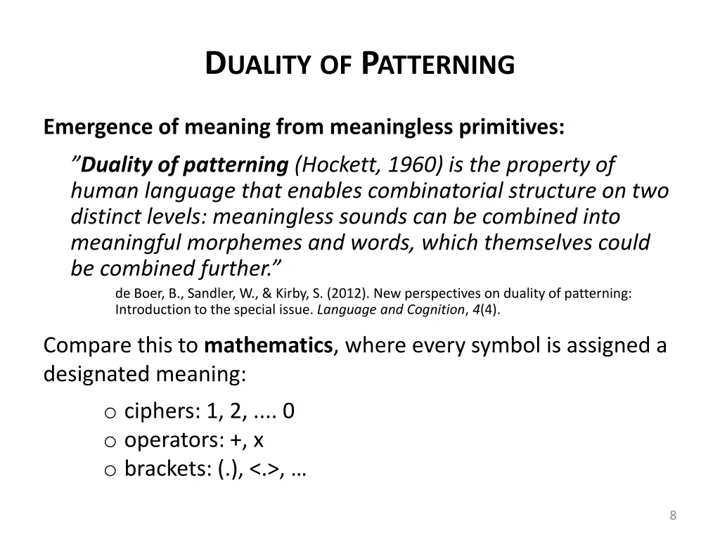 d uality of p atterning