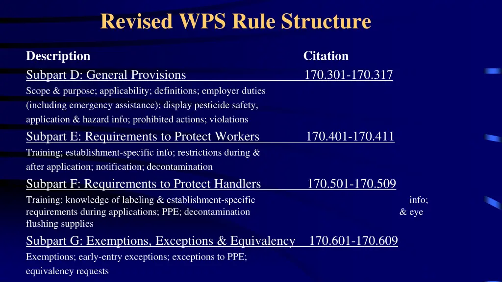 revised wps rule structure