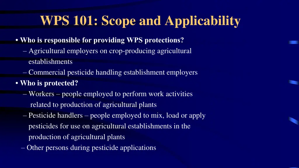 wps 101 scope and applicability