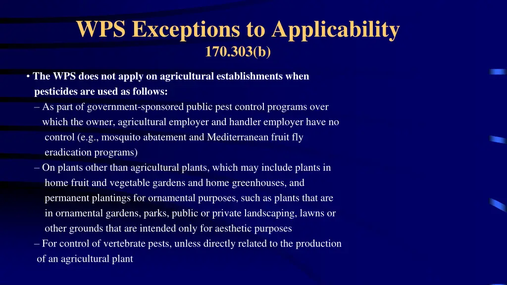 wps exceptions to applicability 170 303 b